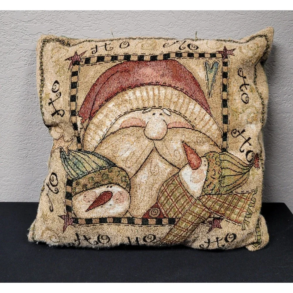 3 Christmas Pillows Pat Yuille Designs Snowman, Santa, Christmas Tree - Read
